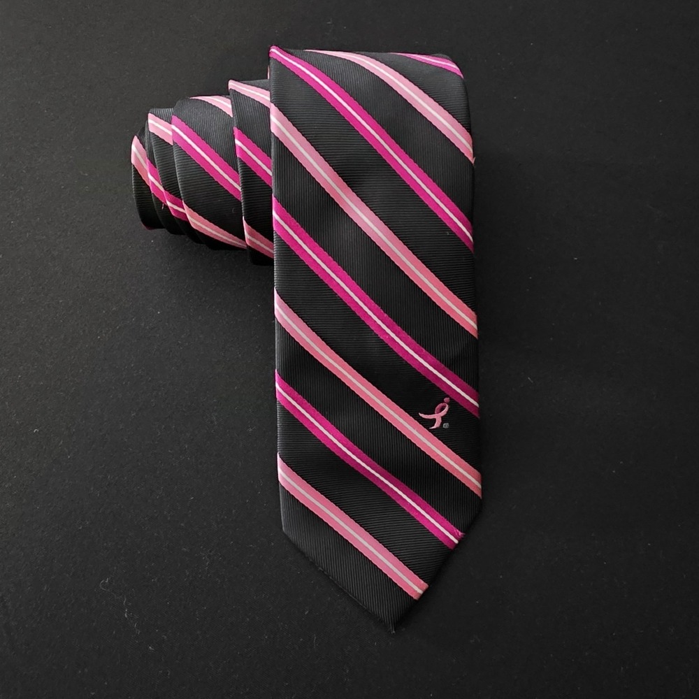 Susan G. Komen "Knots For Hope" Men's Black/Pink Striped Tie